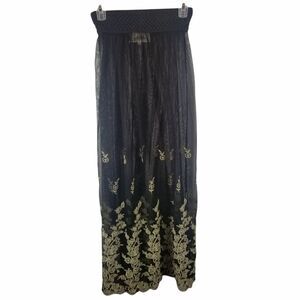 Gypsies Junkies Semi Sheer Floral Embroidery Skirt